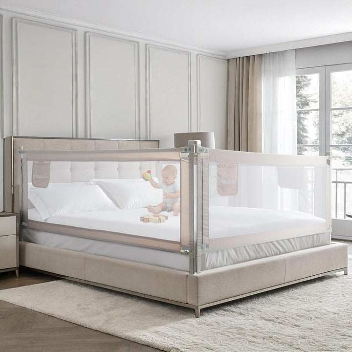 Primabobo Bettgitter 160 cm Beige – Rausfallschutz Kinderbett, Sicheres Bettgitter Kinder, Einfache