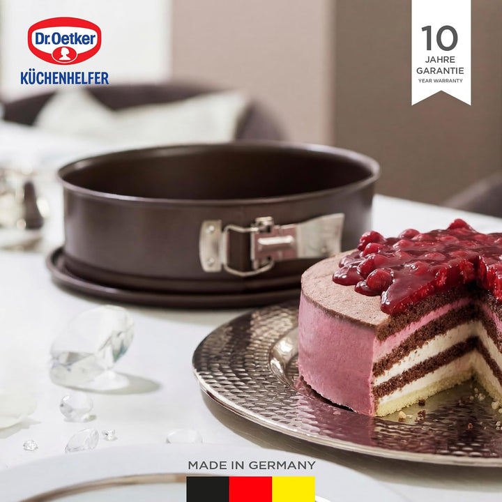 Dr. Oetker Springform Ø 26 cm, Backform der Serie Back-Edition mit Emaille-Servierboden, runde Kuche