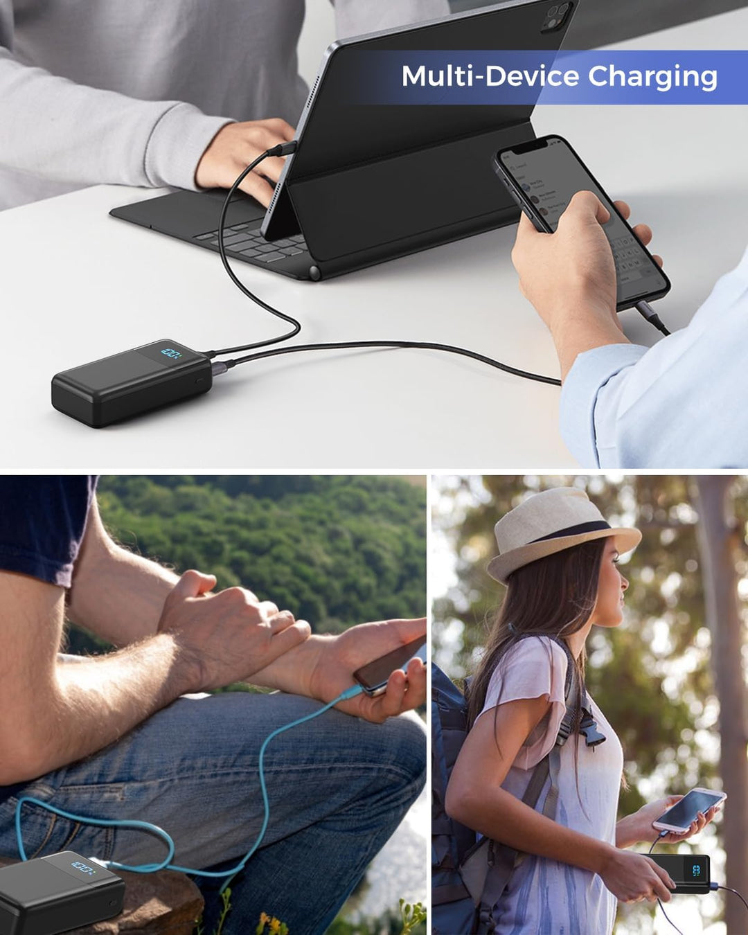 Power Bank 60000 mAh Grosse kapazitäten, USB C 22.5W Schnellladung | 4 Ausgängen und 2 Eingängen Ext