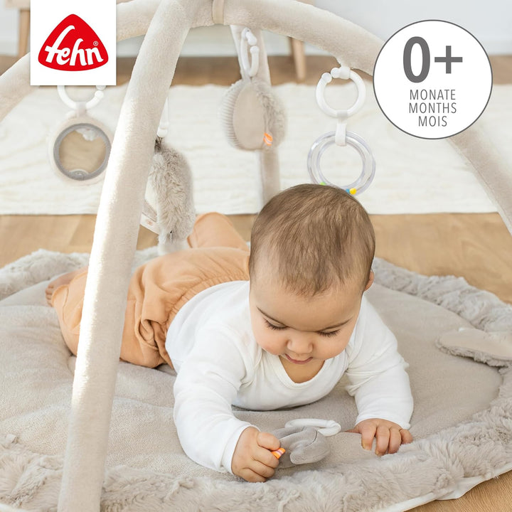 Fehn 3-D-Activity-Decke Faultier – Spielbogen mit 5 abnehmbaren Spielzeugen für Babys – Spiel & Spas