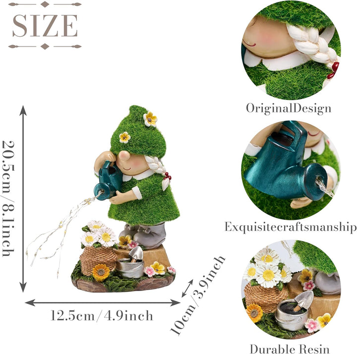 TERESA'S COLLECTIONS Gartenzwerge Gartendeko für Draussen,20cm Wetterfest Figur mit Solarleuchte,Blu