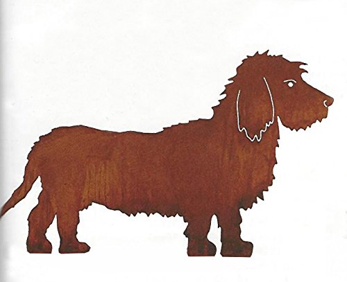 Hund Bastian Rauhaardackel 42x72cm Dackel Gartenstecker Edelrost Metall + Original Pflegeanleitung v