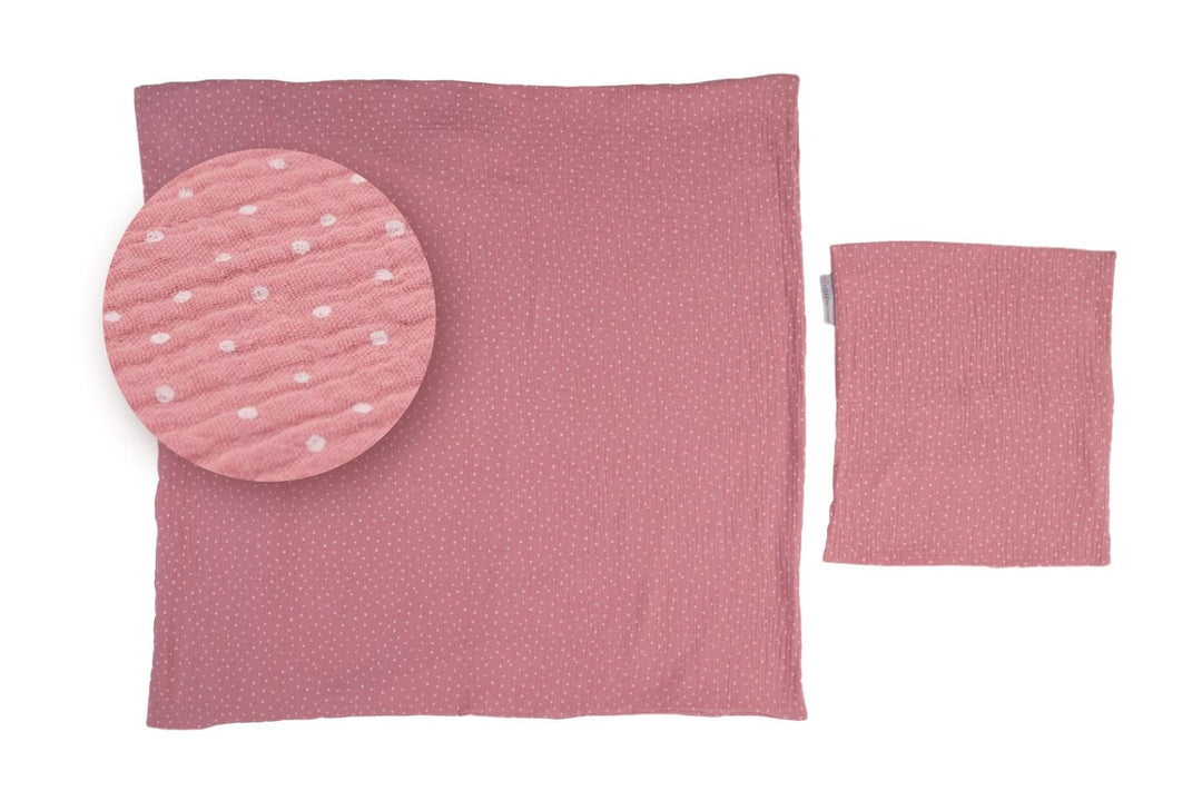 ULLENBOOM ® Babybettwäsche 80x80 cm Musselin Rosa - 2 Teile (komplett): Baby Bettwäsche 80x80 cm & K
