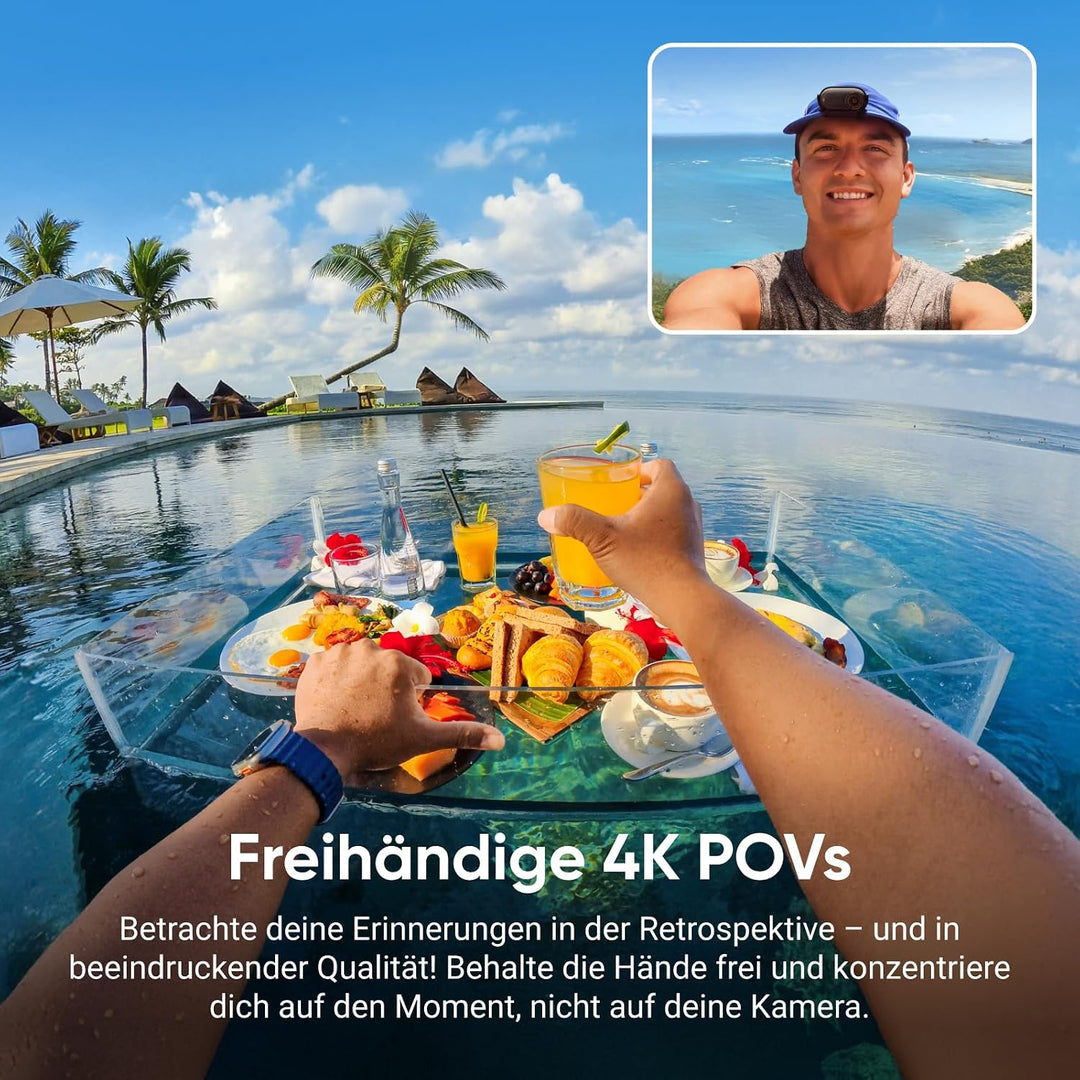 Insta360 GO 3S 128 GB Nachtschwarz- Tragbare 4K Mini-Kamera, Freihand-POVs, Überall anbringbar, Stab
