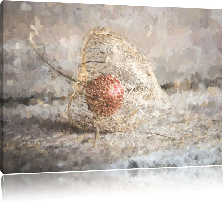 Physalis Malerei Effekt, Format: 100x70 auf Leinwand, XXL riesige Bilder fertig gerahmt mit Keilrahm