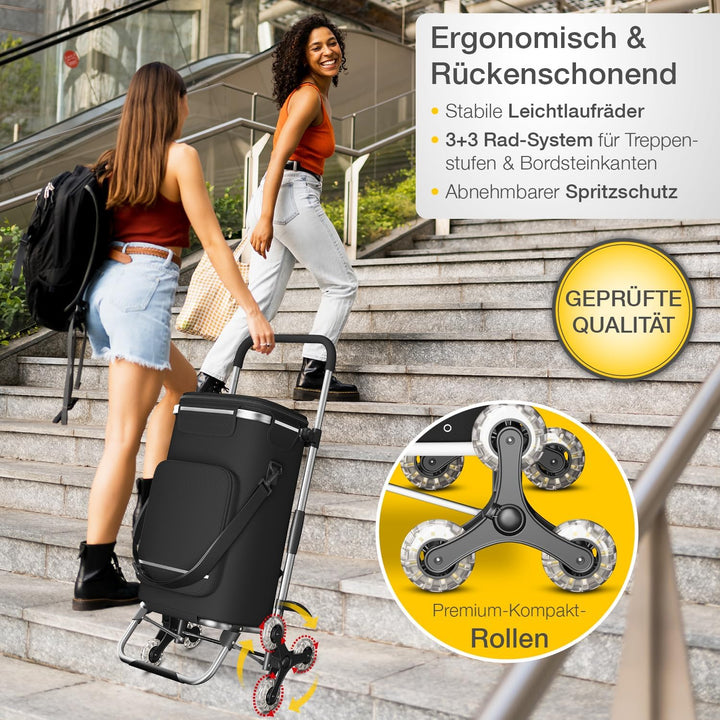 maxVitalis Einkaufstrolley Treppensteiger mit Kühlfach, Einkaufsroller klappbar, Shopping Trolley hö