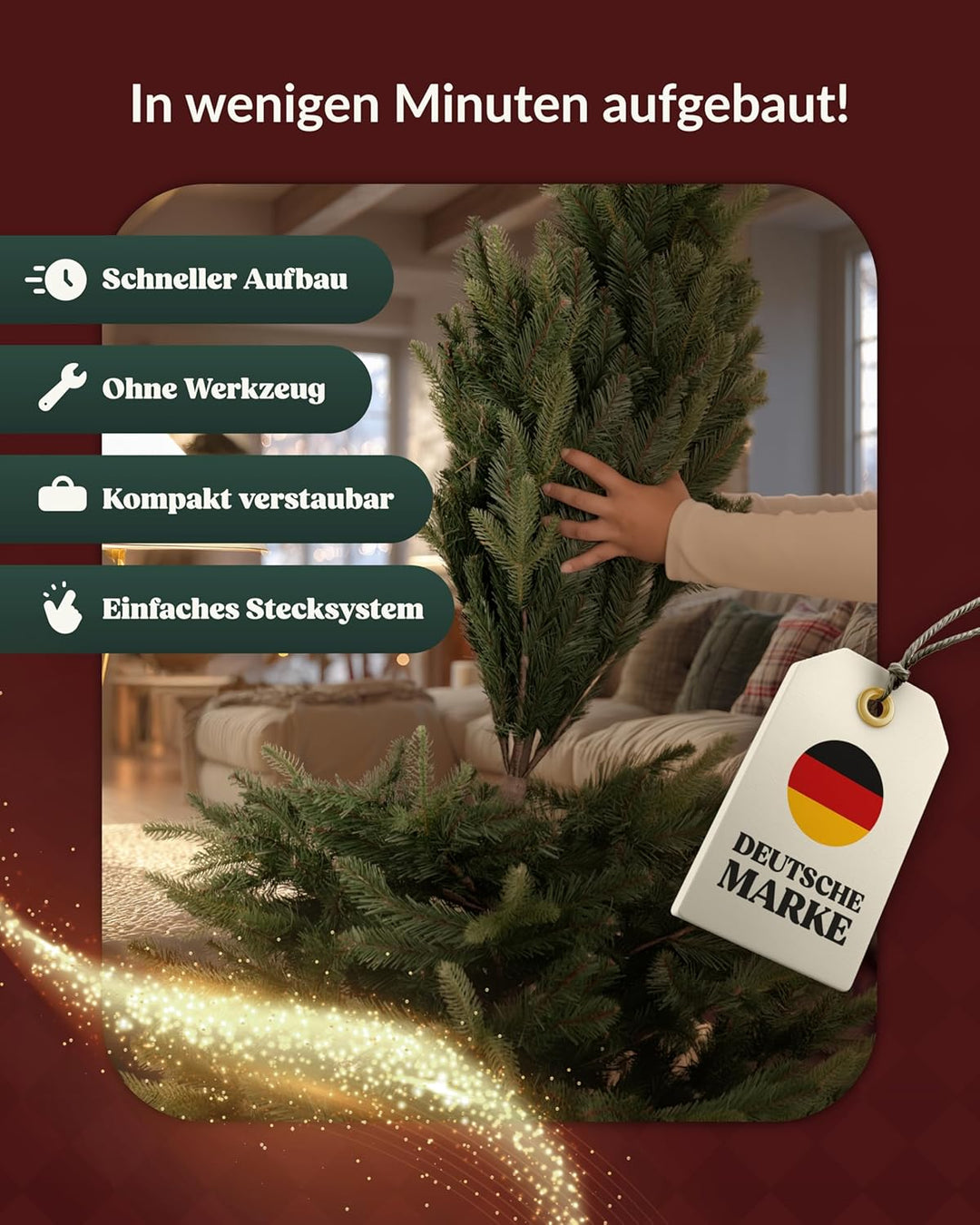 Amari ® Naturgetreuer Künstlicher Weihnachtsbaum 220cm - Tannenbaum Künstlich Christbaum Christmas T