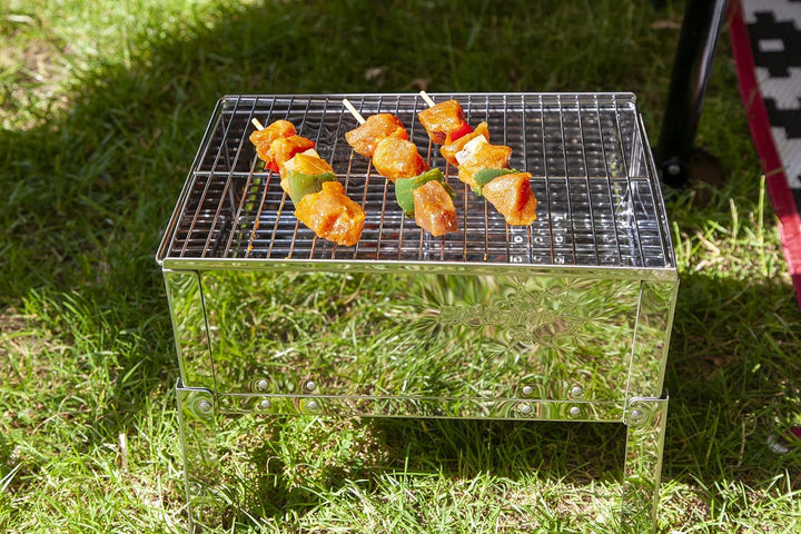 Bo-Camp Compact Deluxe Edelstahl Grill, Silber, 33 x 22,5 x 27,5 cm