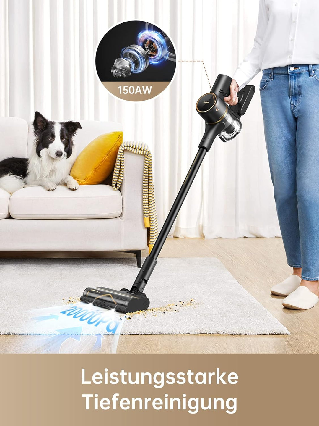 dreame R10 Pro Kabelloser Staubsauger, 20,000PA / 150AW Starke Saugleistung, 65 Min. Laufzeit, Mehrf