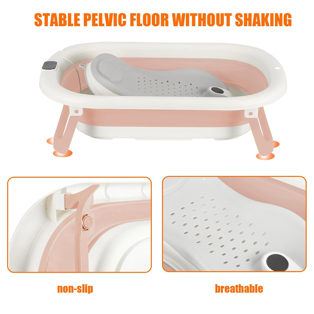 Babybadewanne mit digitalem Temperatursensor, faltbare Babybadewanne, ergonomische Halterung, schnel