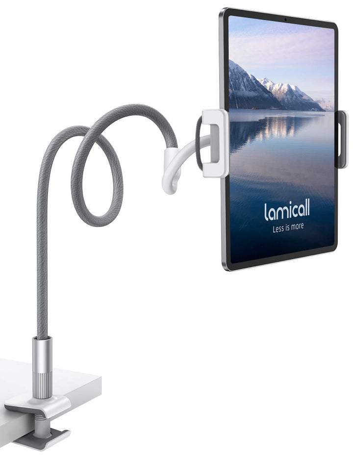 Lamicall Schwanenhals Tablet Halter, Tablet Halterung Bett mit Langer Arm Grau, Grau
