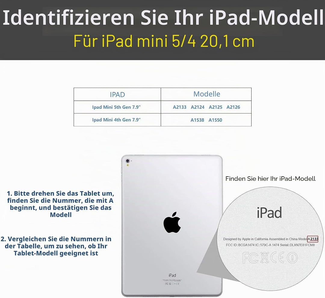 Gexmil Hülle für iPad Mini 5./4. Generation 2019/2015 7,9 Zoll Echt Leder Hülle mit Stylus Halter An