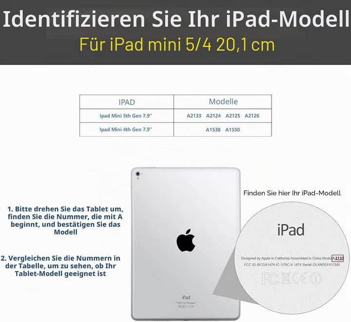 Gexmil Hülle für iPad Mini 5./4. Generation 2019/2015 7,9 Zoll Echt Leder Hülle mit Stylus Halter An