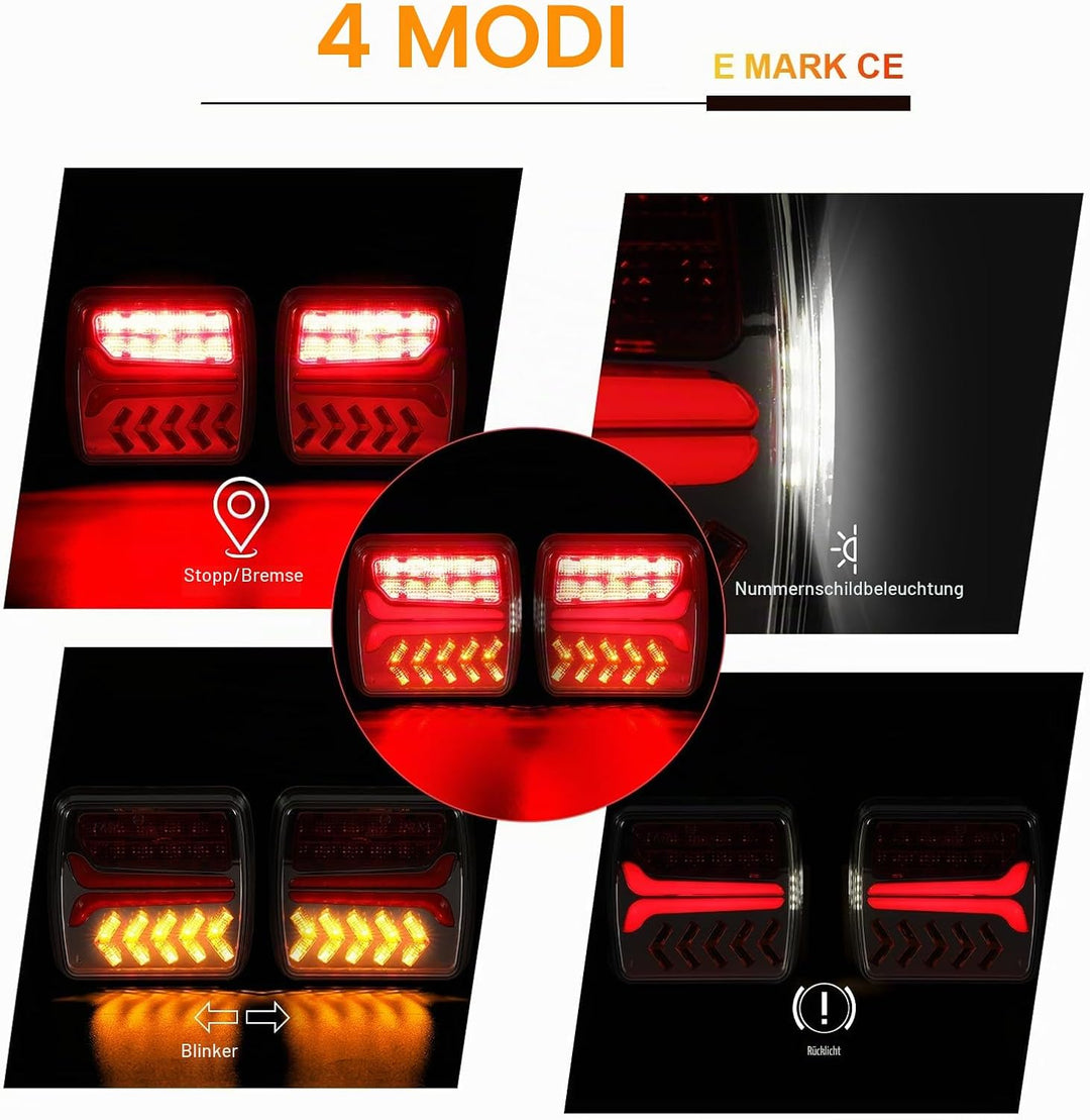 Kabellose LED Rücklichter Anhänger Set, 12V Dynamische Anhänger Rücklichten, Rücklicht Auto Wohnwage