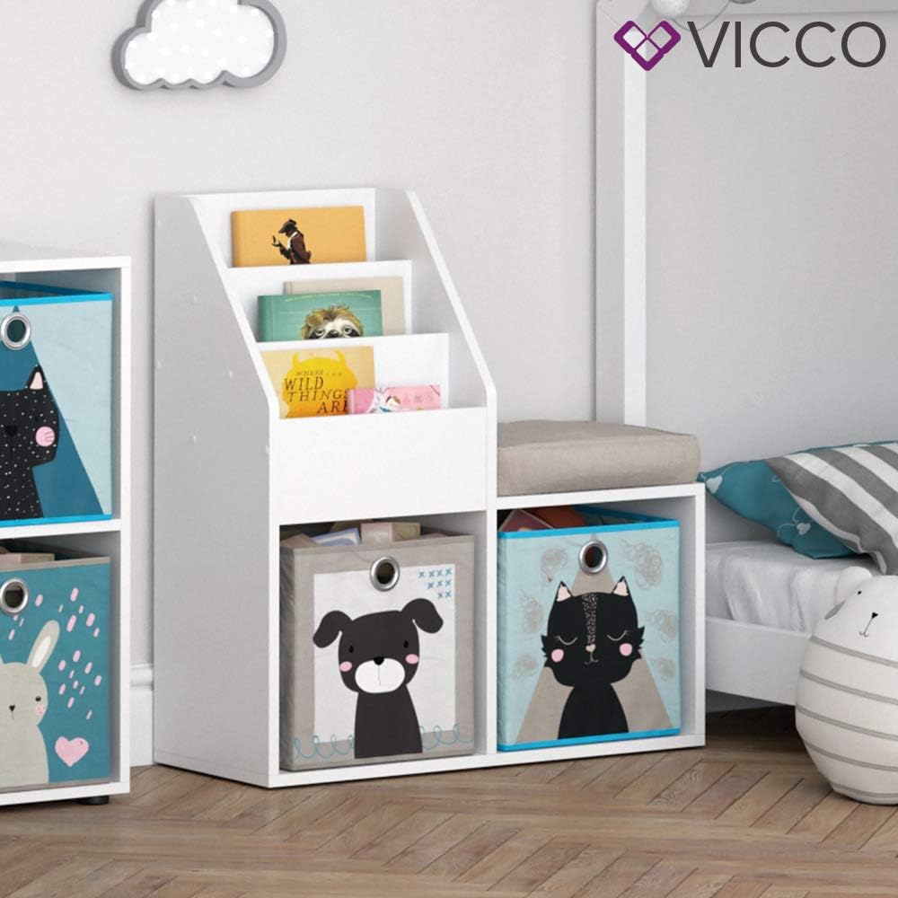 Vicco Bücherregal Luigi, Regal für Bücher, Weiss, 72 x 79 cm Weiss 34x79x30,9 cm, Weiß 34x79x30