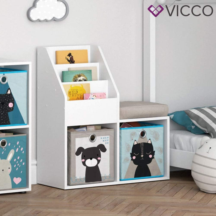 Vicco Bücherregal Luigi, Regal für Bücher, Weiss, 72 x 79 cm Weiss 34x79x30,9 cm, Weiß 34x79x30
