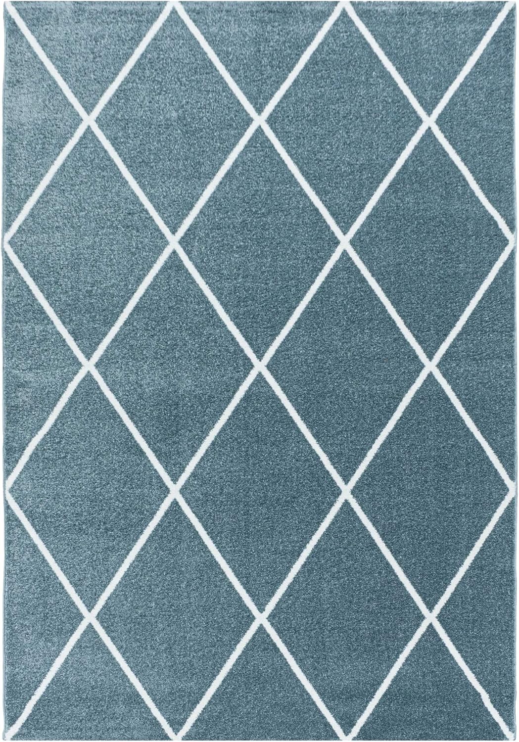 HomebyHome Teppich Kurzflor Raute Linien Design Wohnzimmer 8 mm Florhöhe Hochfertig Weich Rechteckig