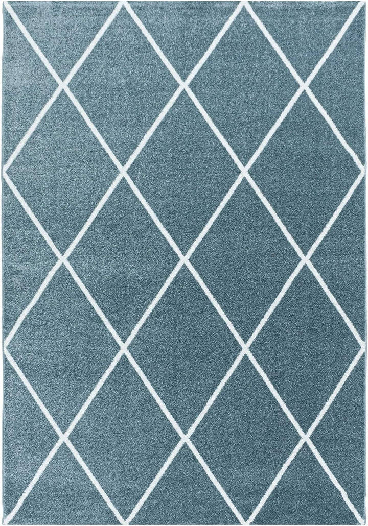HomebyHome Teppich Kurzflor Raute Linien Design Wohnzimmer 8 mm Florhöhe Hochfertig Weich Rechteckig