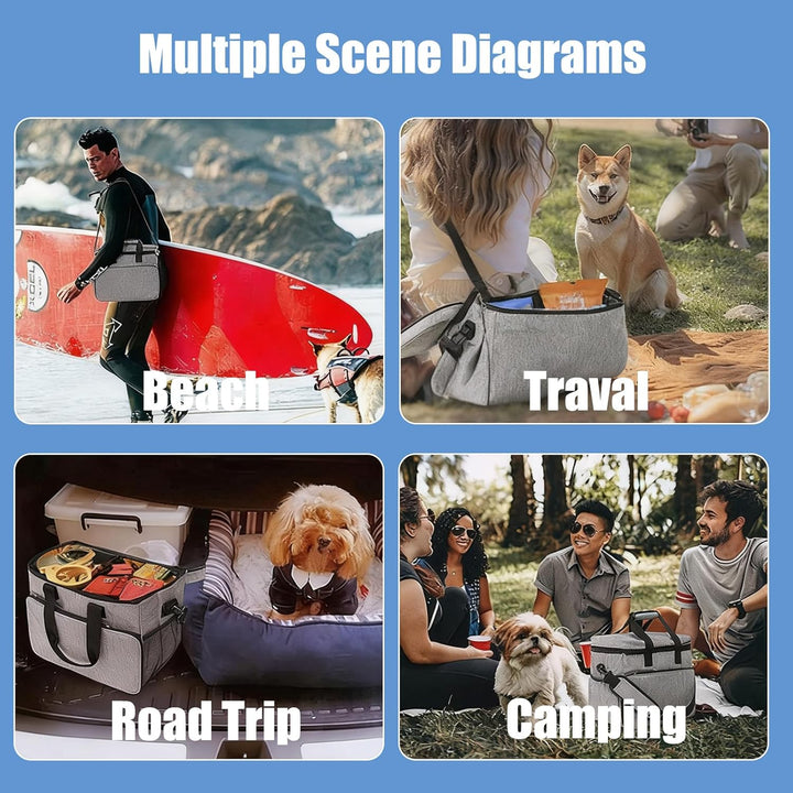 Hunde Reisetasche Grosse Hundetasche, Reisetasche für Hunde Organizer für Tierbedarf mit 2 Futterbeh