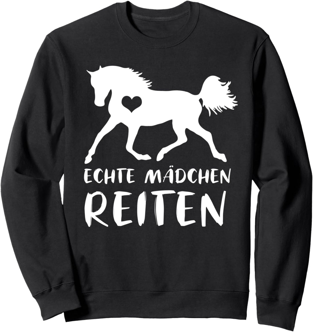 Echte Mädchen Reiten Pferd mit Herz Pferdefan Reiterin Sweatshirt