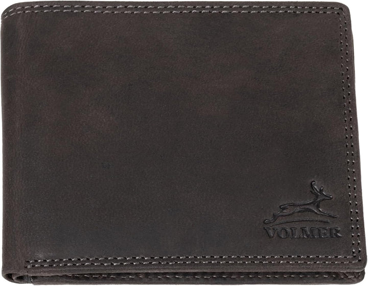 Fa.Volmer ® Leder Geldbörse Herren - extra-stabile Doppelnaht - 9 Fächer für Kreditkarten - Querform