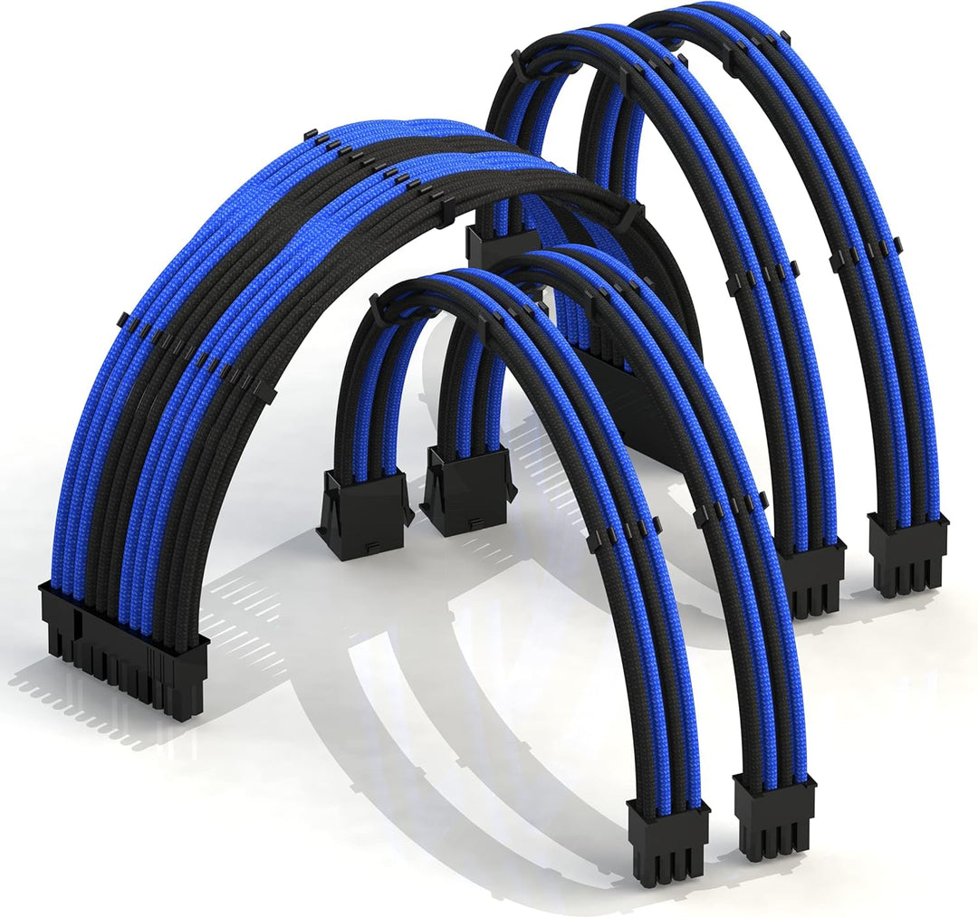 LINKUP - 50cm Superweiche und Flexible Netzteilkabel mit Verlängerungshülsen Custom Mod GPU PC Geflo