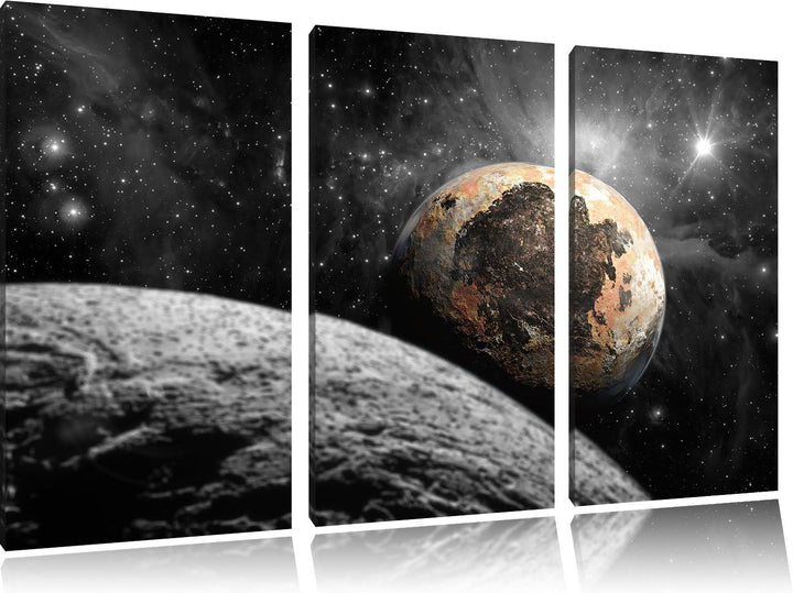 Pixxprint Alien Planeten im Weltall als Leinwandbild/Grösse: 3 Teilig (120x80 cm) cm/Wandbild/Kunstd