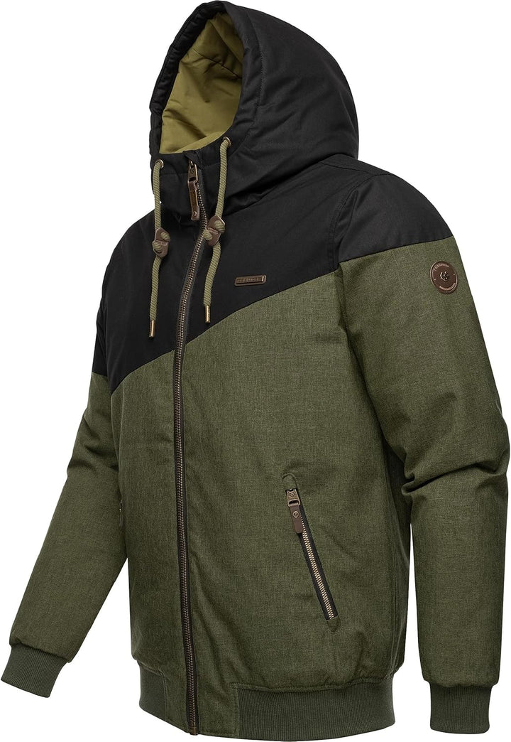 Ragwear Herren warme Winterjacke kurz mit Verstellbarer Kapuze Wings S-3XL S Olive23, S Olive23