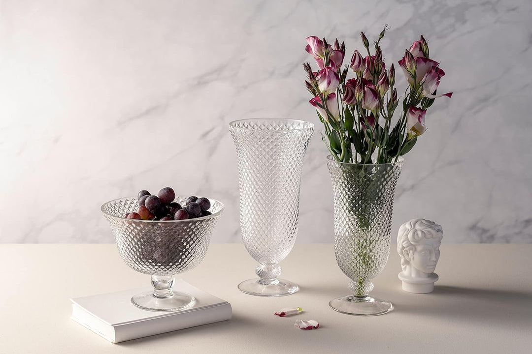Leonardo Poesia Dekoschale aus Glas, Blumenvase mit Fuss, Höhe 19,5 cm, klar, 076435