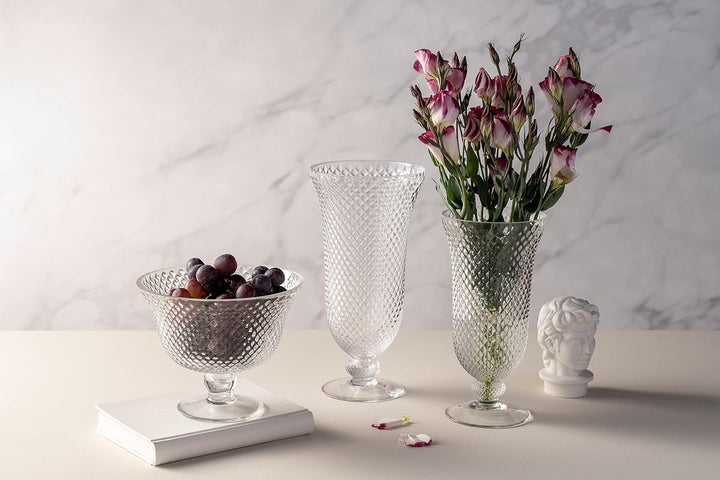 Leonardo Poesia Dekoschale aus Glas, Blumenvase mit Fuss, Höhe 19,5 cm, klar, 076435