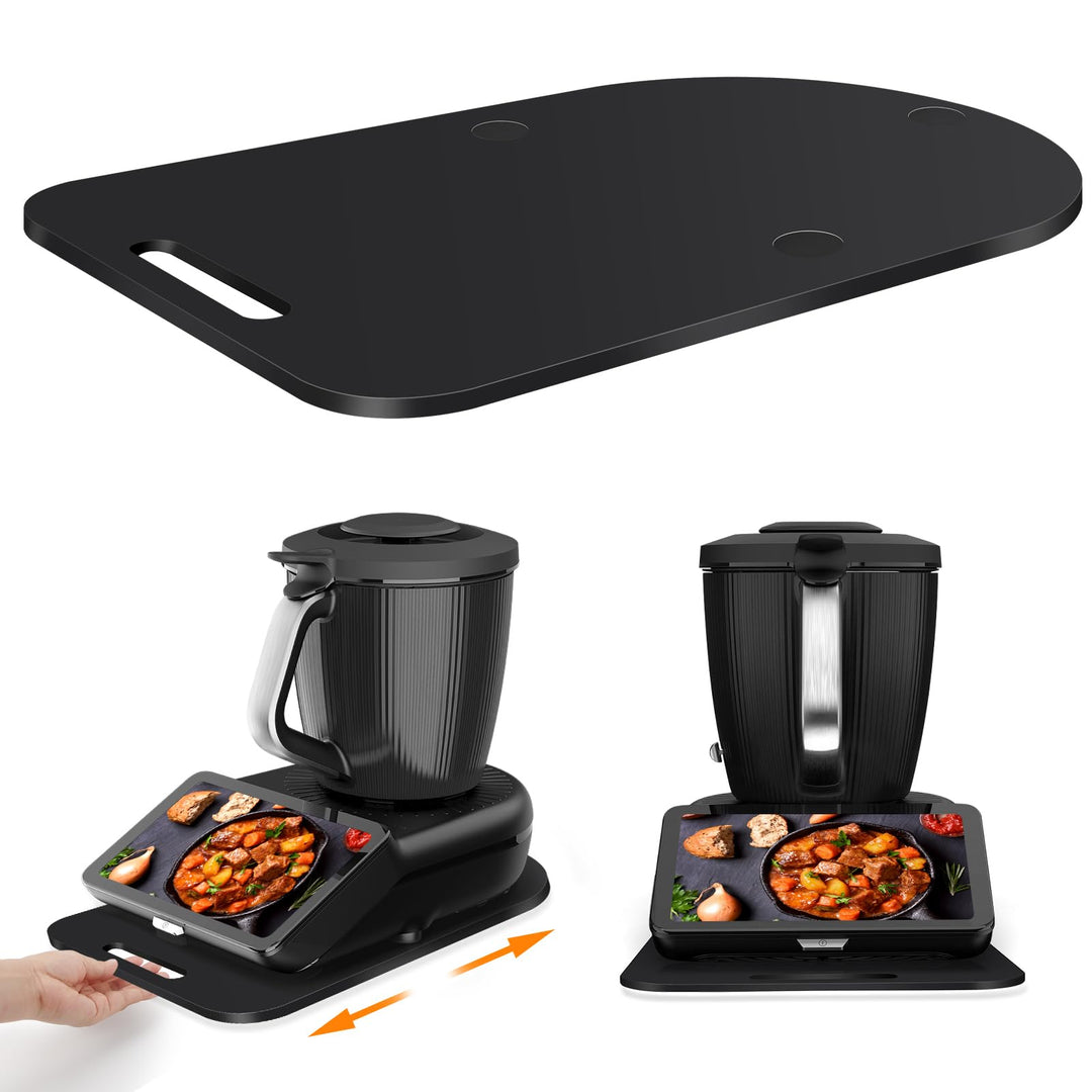Acryl Gleitbrett für Thermomix TM7 – Mit Einem Griff + Verschiebbar Rutschfest Gummistopfen des Schn