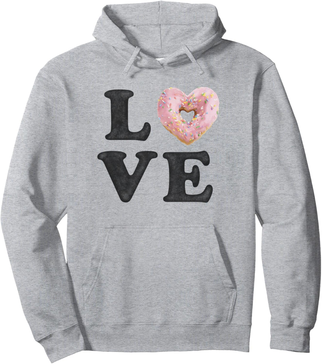 Love Donut Heart Pink Sprinkles Pullover Hoodie