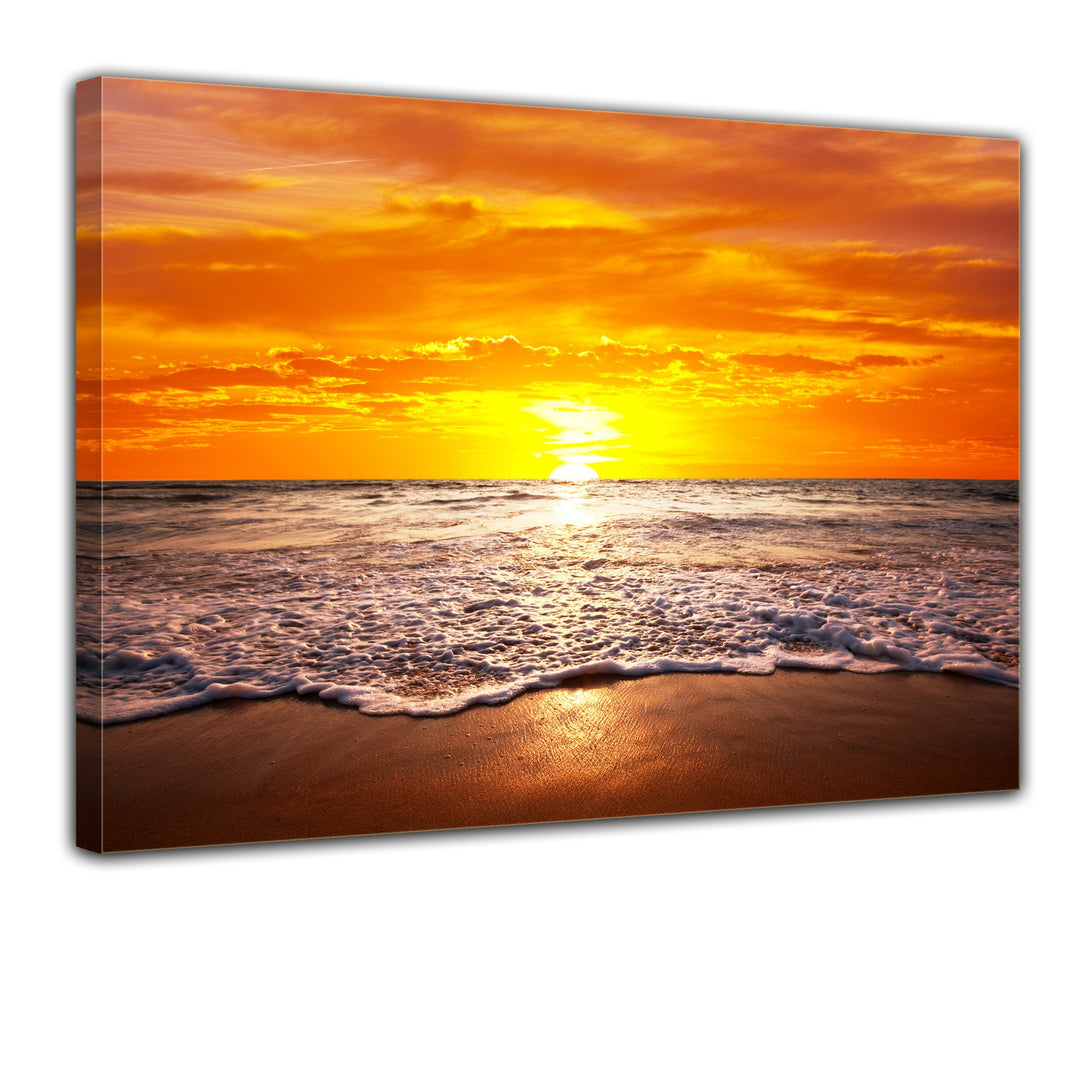 Bilderdepot24 Bild auf Leinwand | Strand Sonnenuntergang I in 70x50 cm als Wandbild | Wand-deko Deko