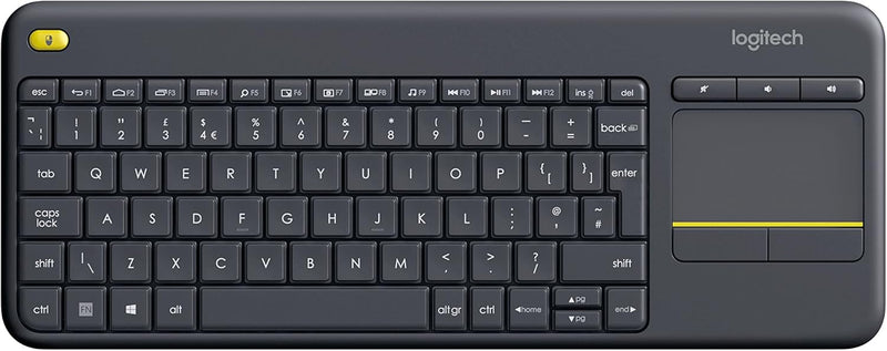 Logitech K400 Plus Kabellose Touch-TV-Tastatur mit integriertem Touchpad, Englishes QWERTY-Layout -