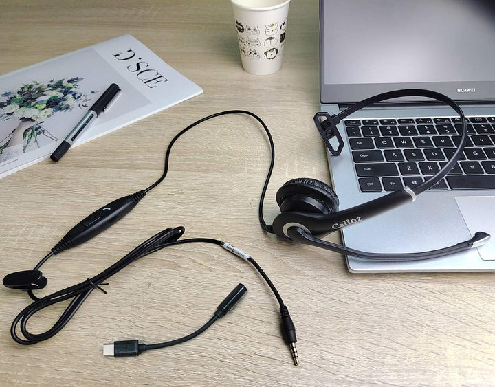 Headset Handy mit 3,5mm Klinke Mikrofon Noise Cancelling, PC Kopfhörer für iPhone Samsung Laptop Sky