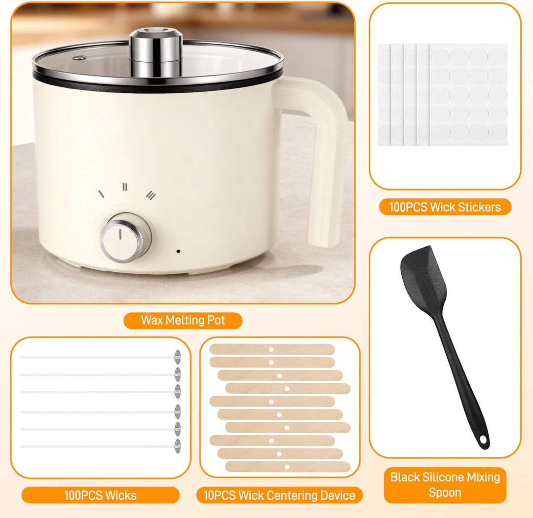 Starvortex Wachsschmelztopf Elektrisch, 1,8L/60oz Wachsschmelzer, Kerzen Selber Wax Melter, Kerzenwa