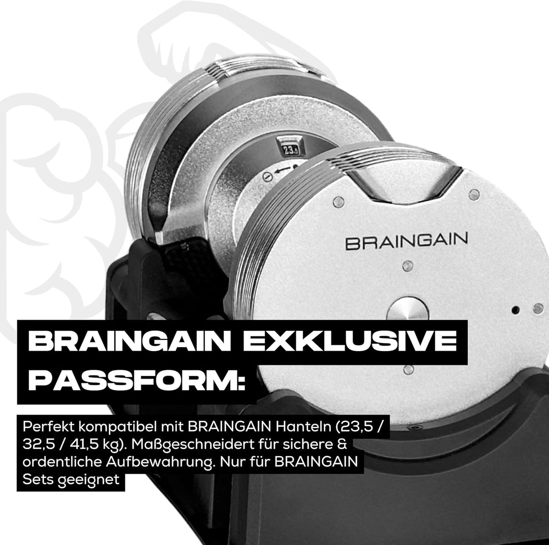 BRAINGAIN Rack Compatible 23.5kg 32.5kg 41.5kg Chrome Black Adjustable Dumbbells Stand Home Gym Equi