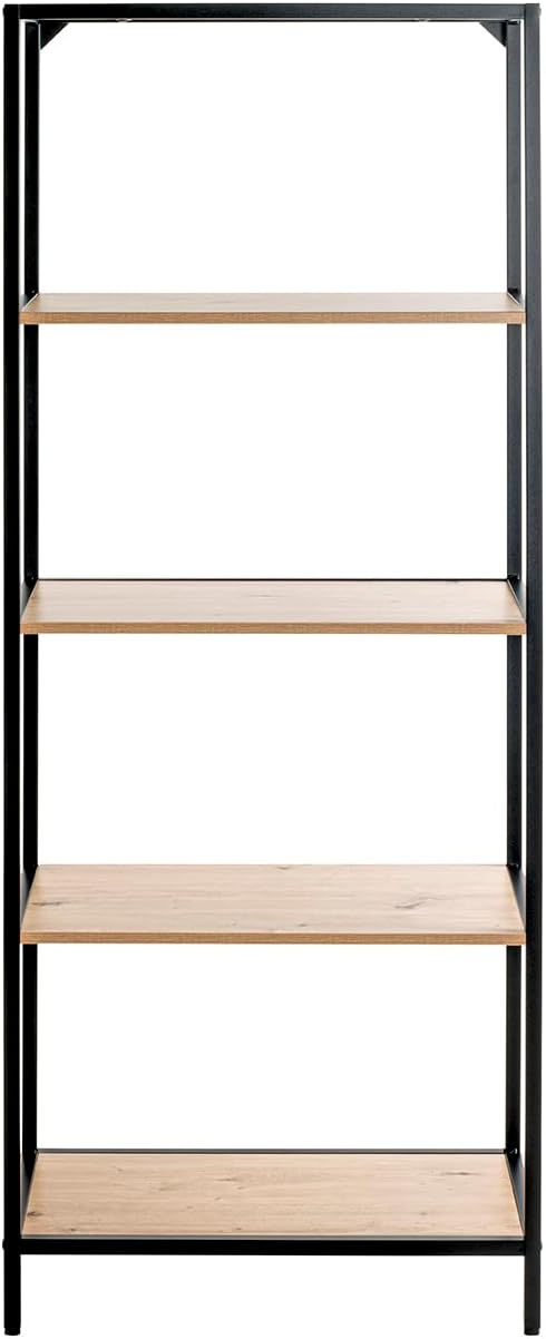 HAKU Regal Eiche hell, schwarz, MDF, Metall - Masse: B 64 x H 167 x T 35 cm, Style: Modern Eiche, Sc