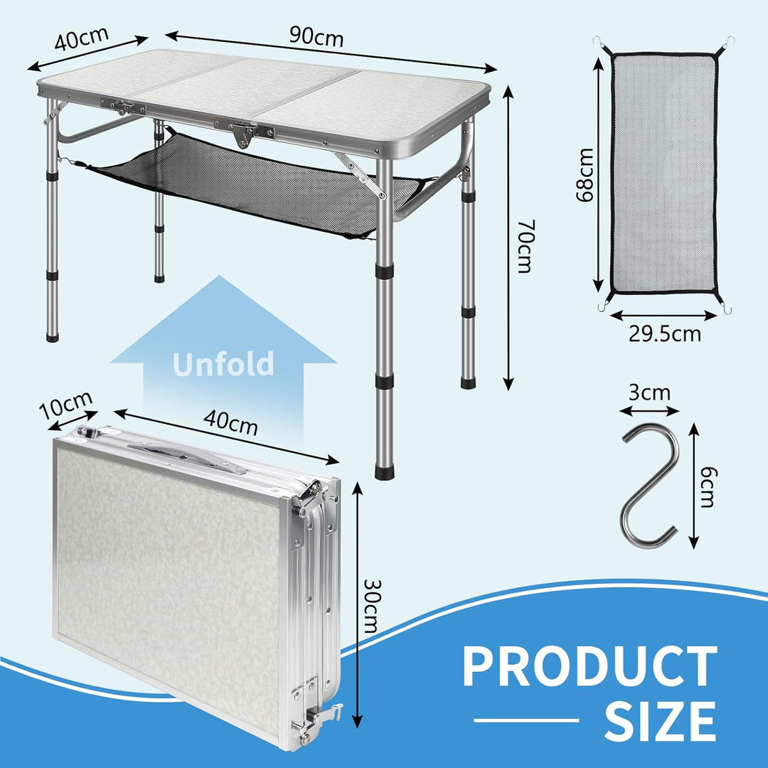 CPROSP Campingtisch Klappbar 90 * 40cm, Koffertisch Camping Faltbar, Camping Tisch, Markttisch Höhen