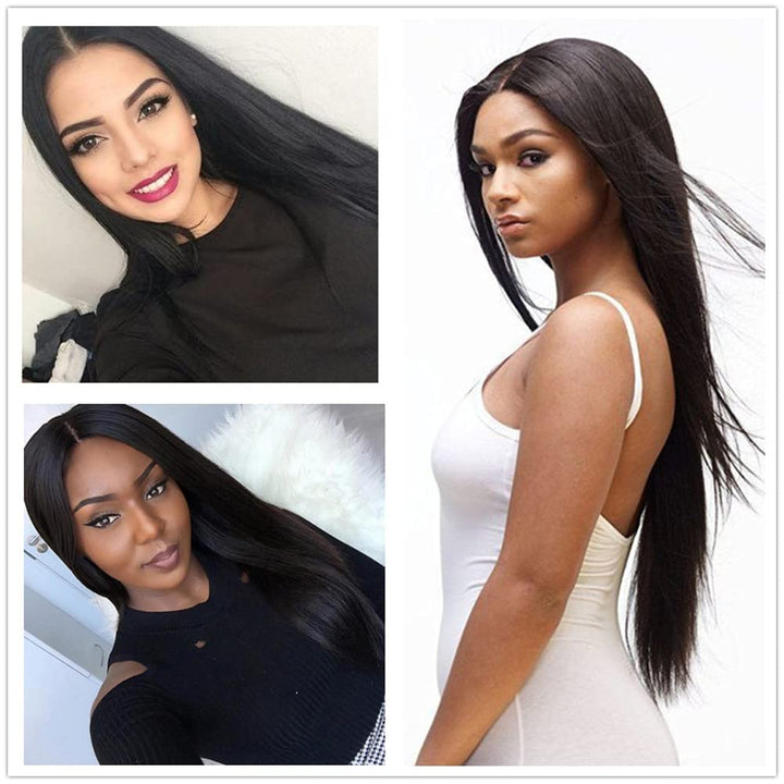Synthetische Schwarze Lace Front Perücken Lange Gerade 13x4 Lace Hitzebeständig für Frauen Ersatz Sp