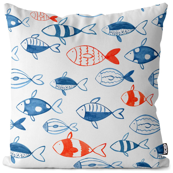 VOID Fischschwarm Blau Rot Kissenbezug Kissenhülle Sofakissen Kissen Deko Outdoor-Kissen Dekokissen,