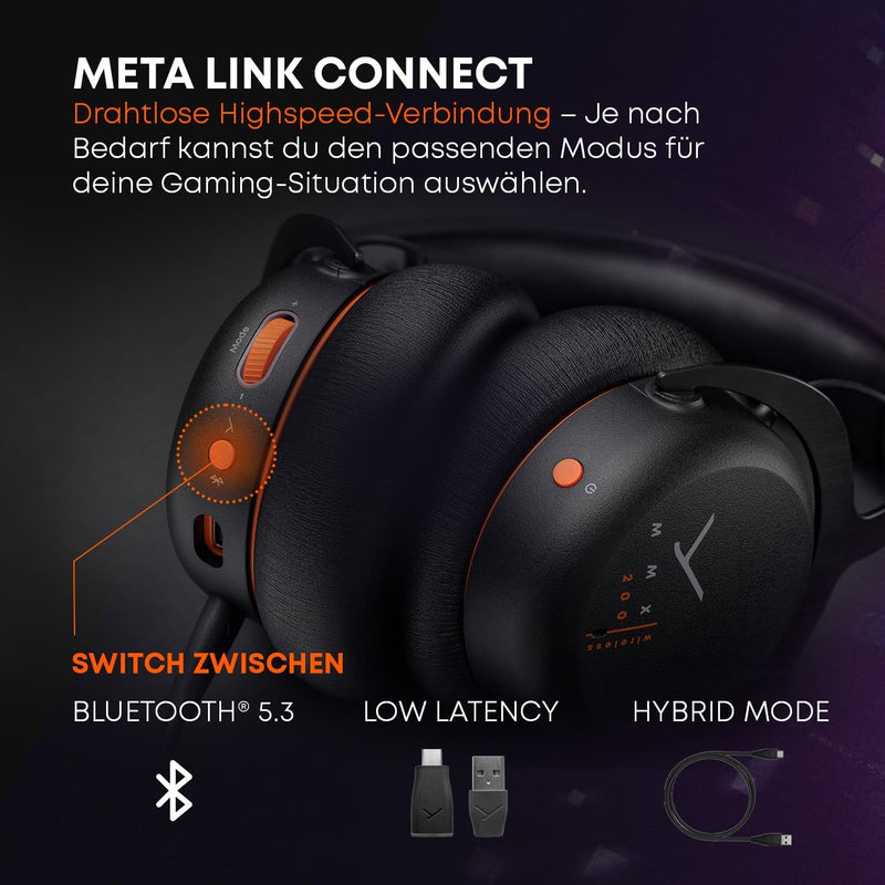 beyerdynamic MMX 200 Wireless Gaming-Headset grau mit Mikrofon, kabelloser Kopfhörer mit USB-Dongle,