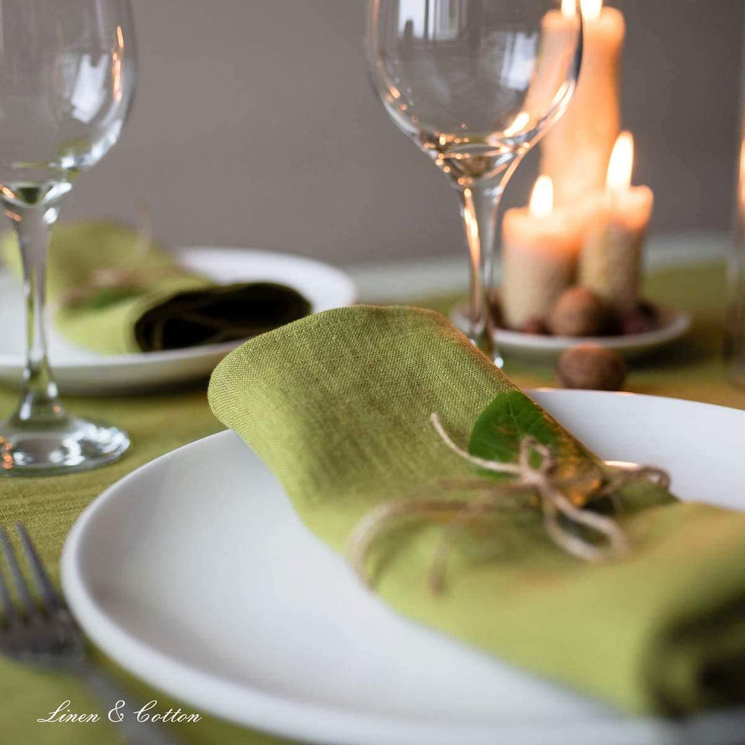 Linen & Cotton Hochwertige 4 x Stoffservietten/Servietten Stoff/Leinenservietten Hygge -100% Leinen,