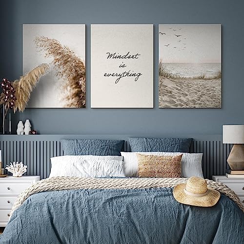 Muralo - Wandbilder Set - Leinwand Bilder Set Aufhängefertig in Boho Stil - das Leinwandbilder Set -