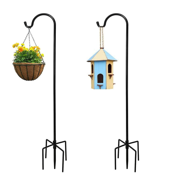 XRR Schäferhaken 2 Stück Shepherd's Hooks mit 5 Zinken 96 cm/37 inch Hirtenhaken Metall Gartenstab f