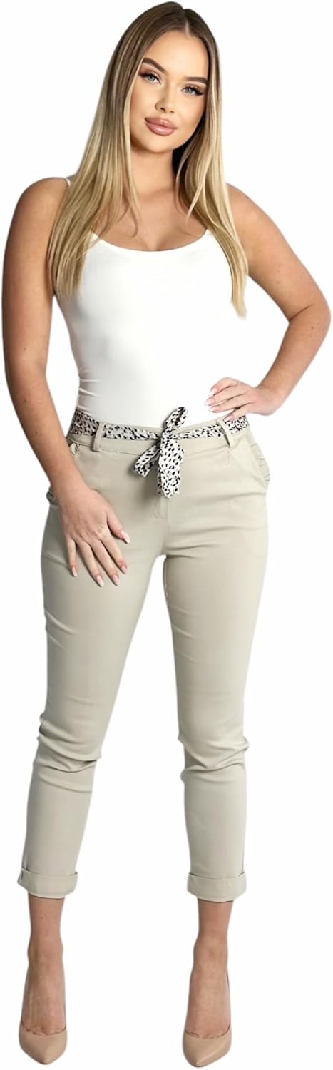 Mississhop Female Damen Stretch Klassische Chino Hose L Beige, L Beige