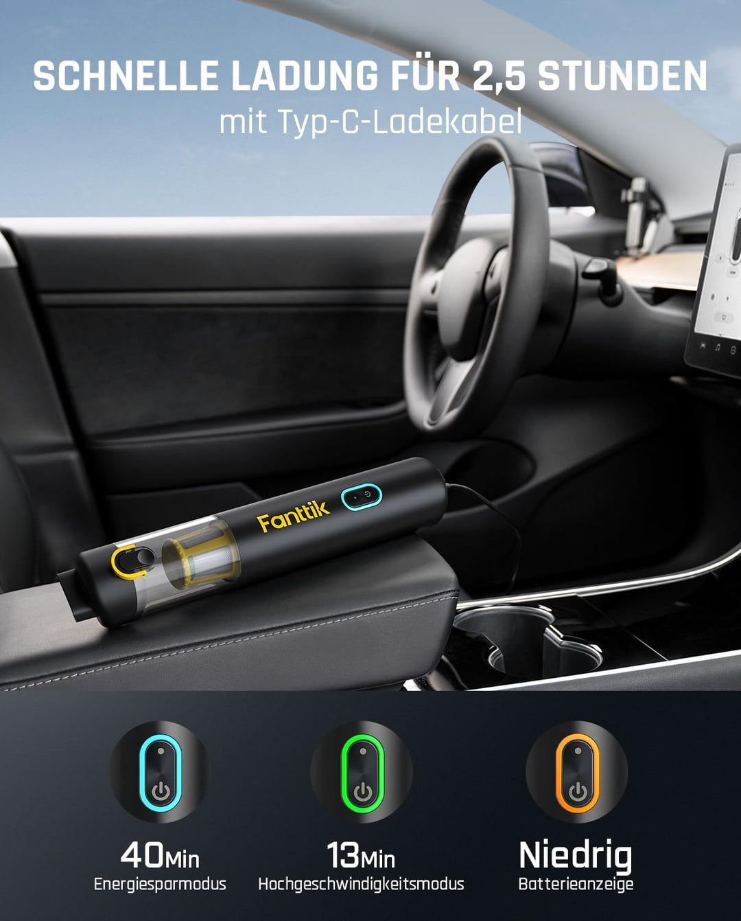 Fanttik Slim V8 APEX Akku-Autostaubsauger Slim V10 Mix Kabelloser Auto-Staubsauger