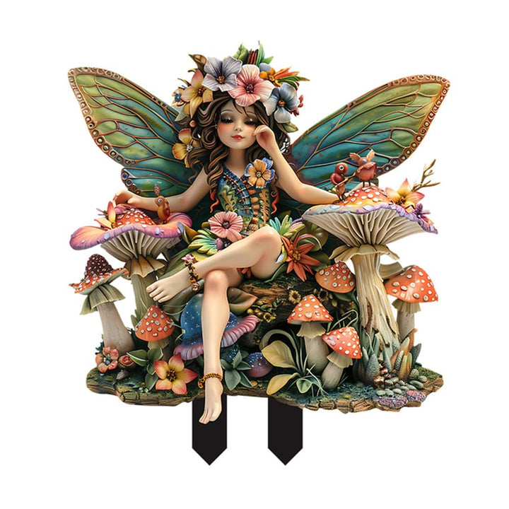 Bohemian Feen Blumentopf Figuren, Fairy Garden Miniatur Feen Figuren Elfen Bodenstecker Dekor Schild