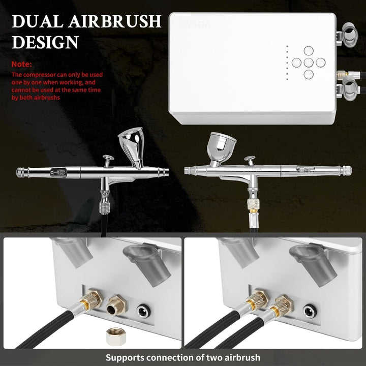 55 PSI Ultra-Leise Airbrush-Set, Dual-Action-Multifunktions-Airbrush-Set mit Kompressor zum Malen, t