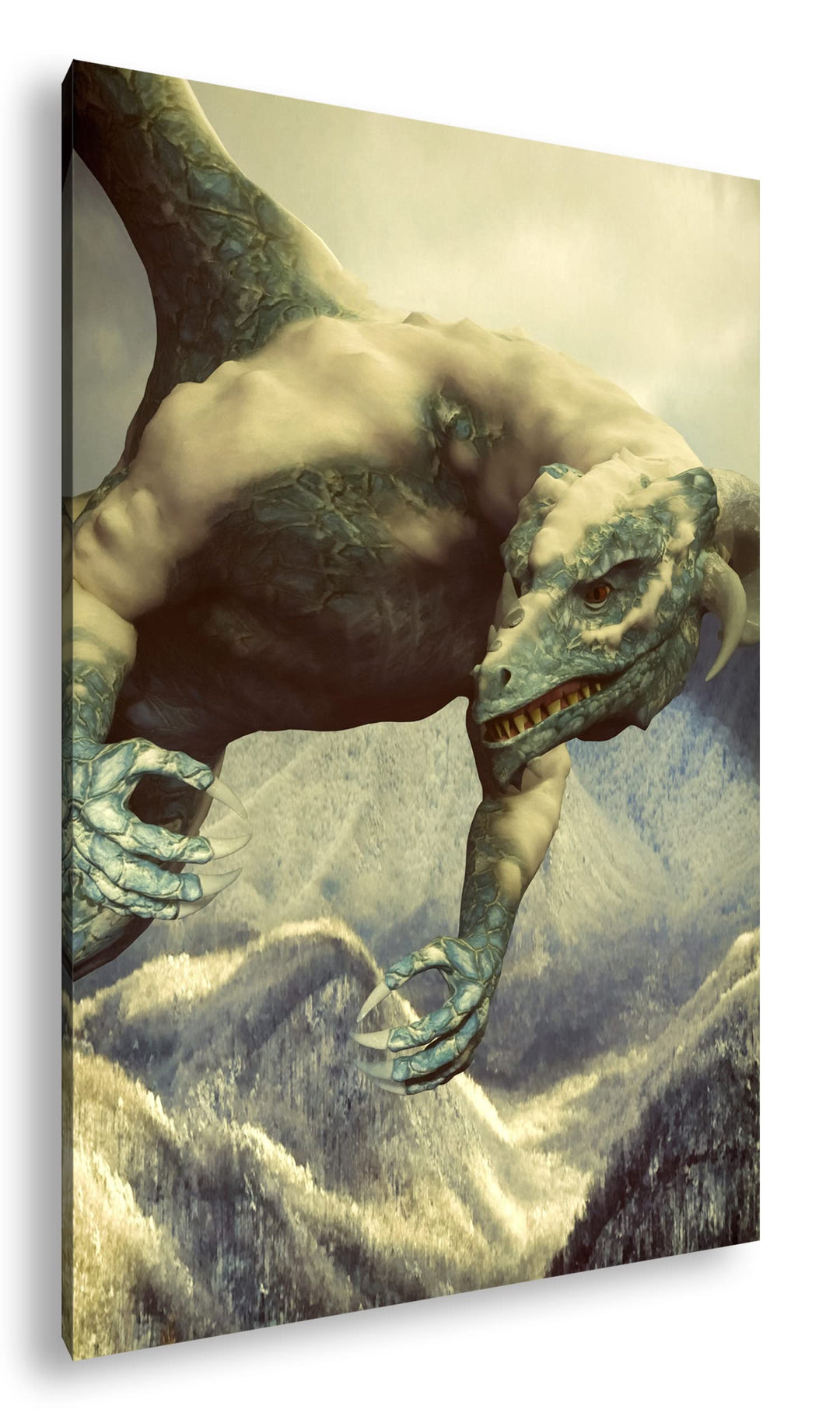 deyoli gigantischer Drache Format: 80x60 als Leinwand, Motiv fertig gerahmt auf Echtholzrahmen, Hoch